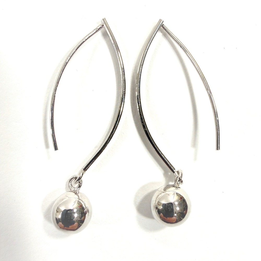 Belk Silverworks Earrings‎ Fine Silver Plate Dangle Curved Hoop Ball Jewelry